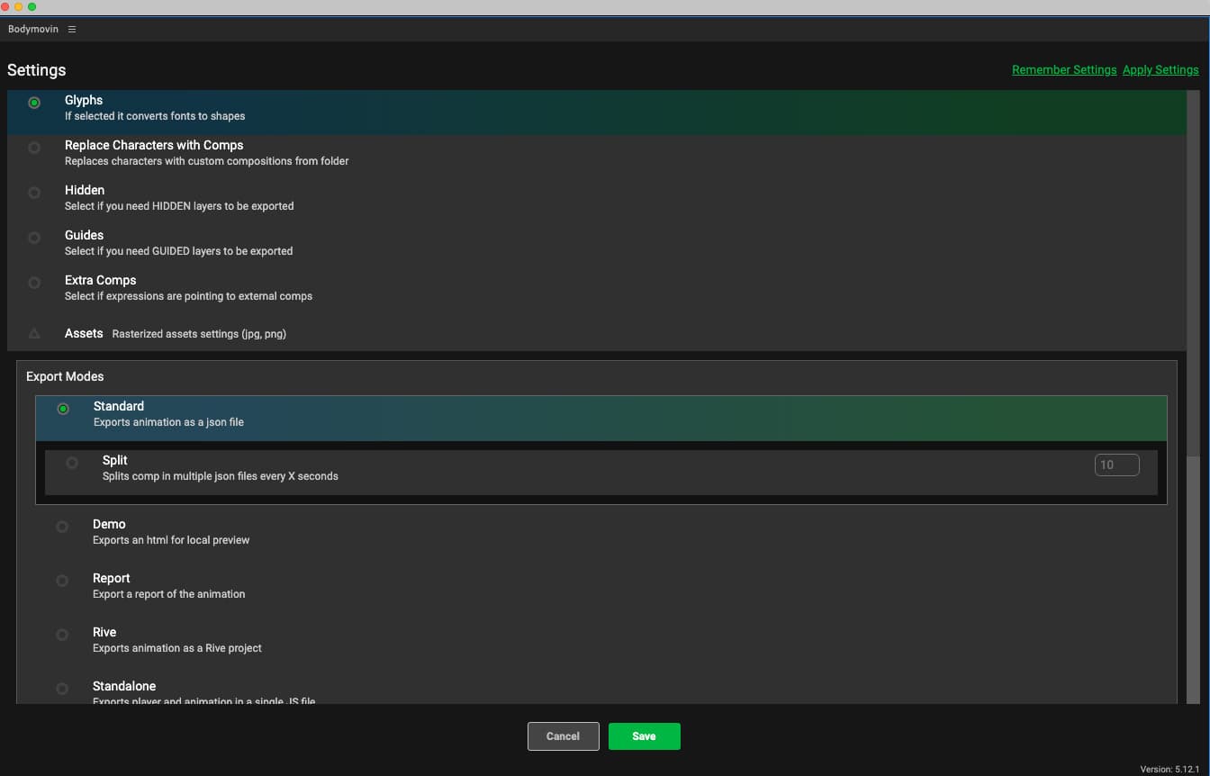 Bodymovin plugin for After Effects