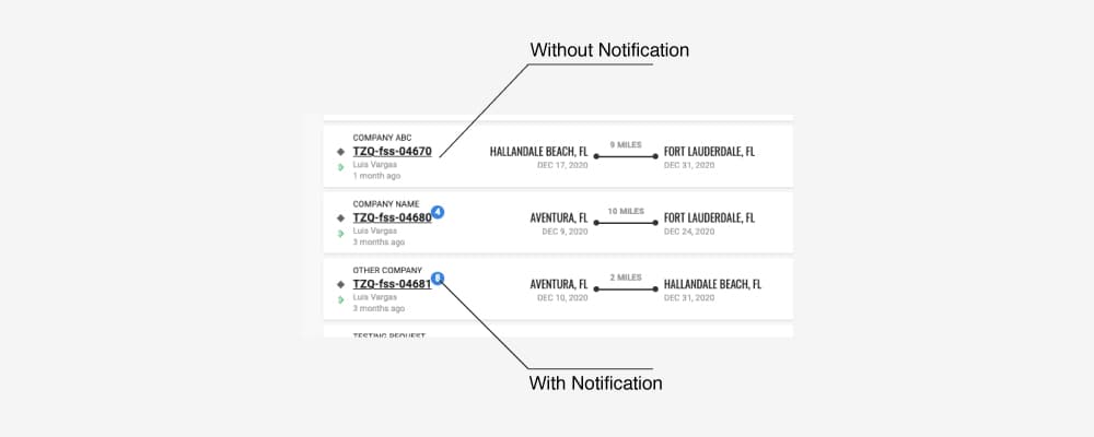 Simple notifications interface showing blue icons