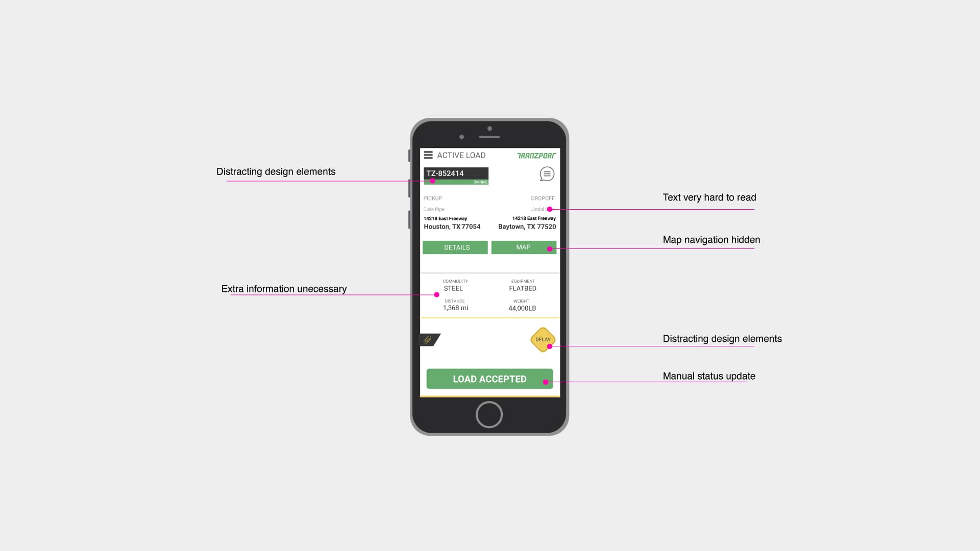 The original mobile workflow — a desktop app squeezed into a phone
